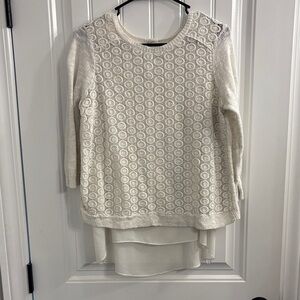 Lucky Brand Cream Lace Layered Blouse